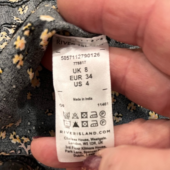 River Island Black Floral Yoke boho
 Long Sleeve mini tunic Dress - Picture 9 of 11